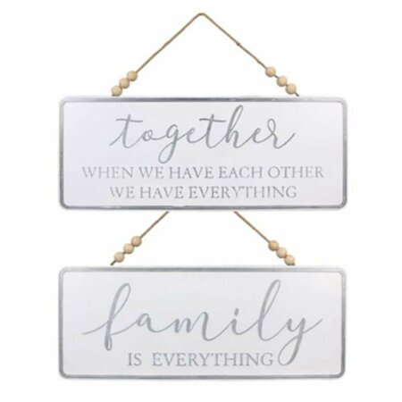 YOUNGS Embossed Metal White Washed Wall Sign, Assorted Color - 2 Piece 20681